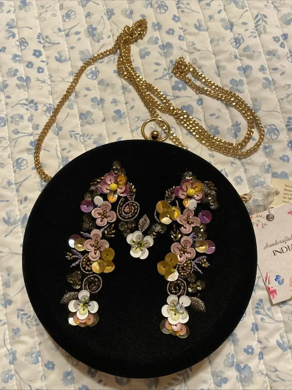 Handcrafted In India Hand Seen Beading Bag NWT